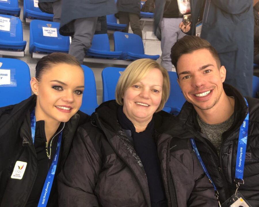 Loena ja Jorik Hendrickx Pyeongchangin talviolympialaisissa 2018 äitinsä Lutgart Lemantsin kanssa. 