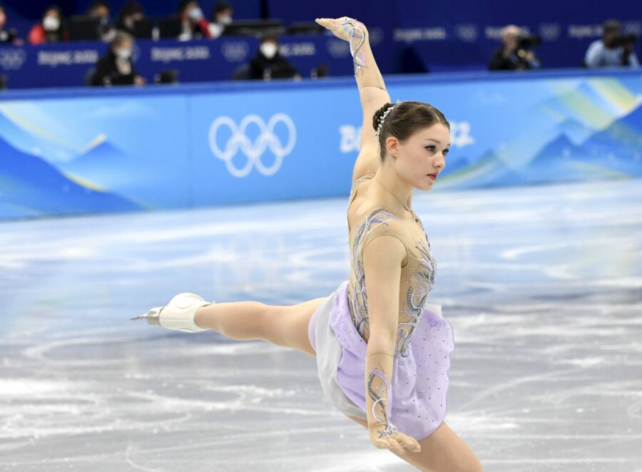 LKS 20220215 ||| Jenni Saarinen of Finland during Women's Single Skating Short Program of Ice Skating at the Beijing Winter Olympic Games in the Capital Indoor Stadium in Beijing on February 15, 2022.