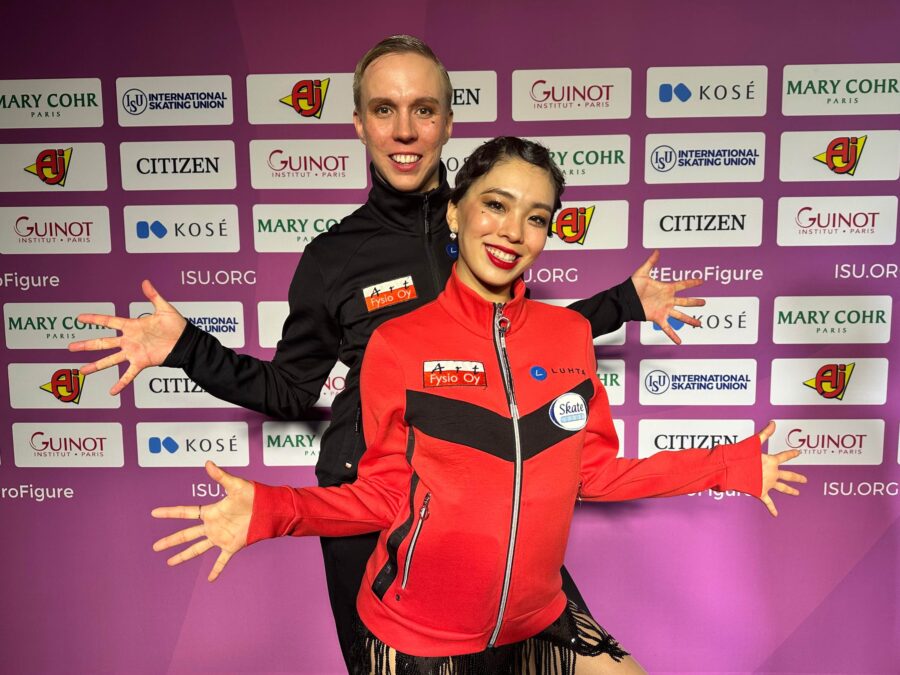 Yuka Orihara ja Juho Pirinen onnistuivat molemmissa ohjelmissa ja sijoittuivat 10:nneksi Kaunasin EM-kilpailuissa.